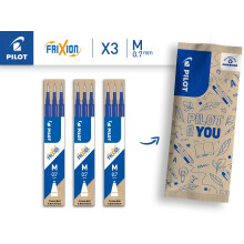 PILOT - Pack of 3 sets of 3 Refills 0,7 - Erasable ink for Frixion - Medium - Blue