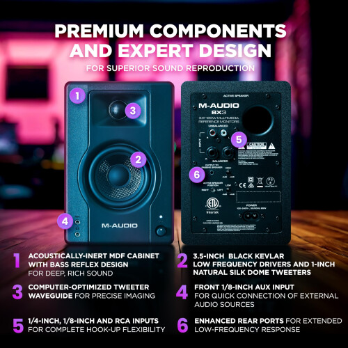 M-AUDIO BX3 3.5" Wired Studio Monitors Pair 2