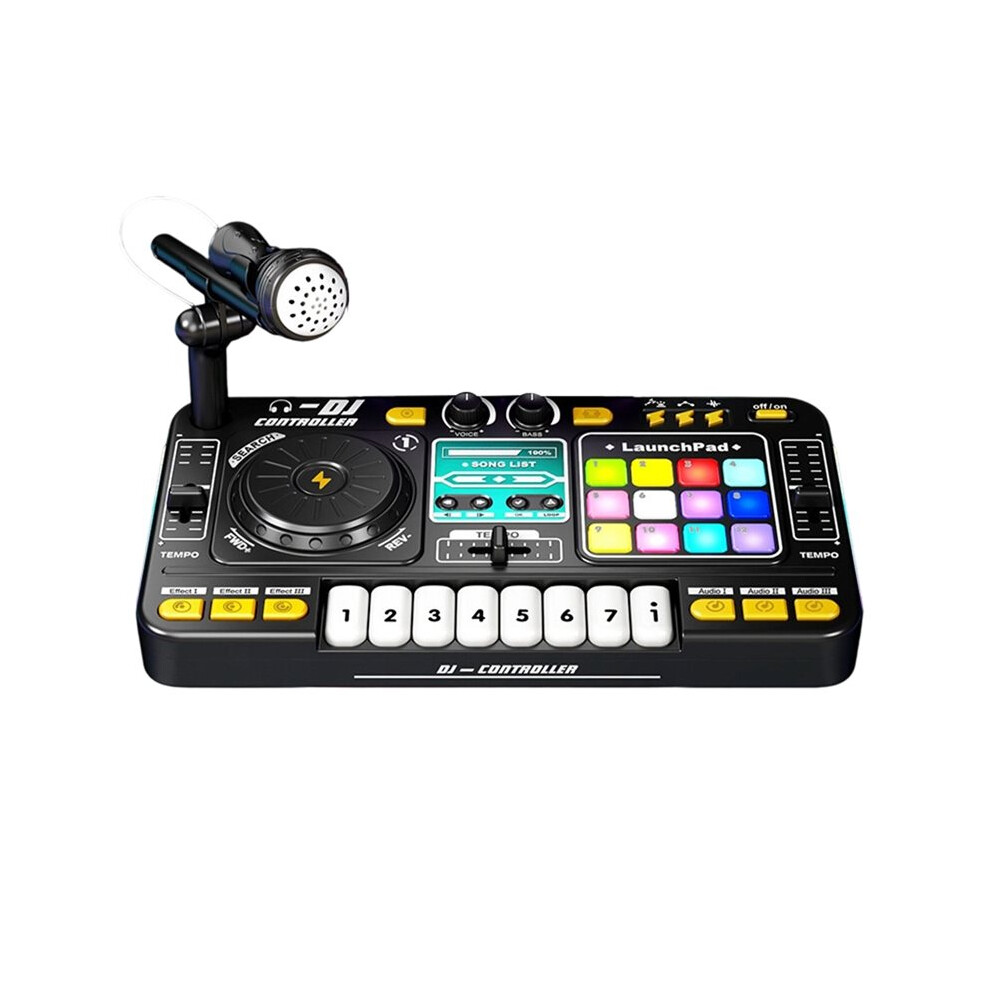 Kid Dj Mixer With Microphone Electronic Piano Keyboard Dj Turntable Controller Musical Instrument Kid Gift Toy 4712667144046