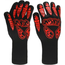 1-Pair BBQ Gloves, Heat Resistant Non-Slip Grilling Oven Gloves for Barbecue/Baking/Cooking