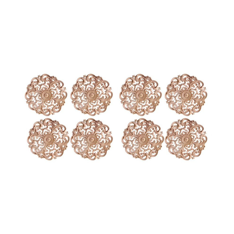 8Pcs Wooden Carved Onlay Applique Unpainted Wood Applique Vintage European Style Carved Decal For Furniture Decoration 4712839618986
