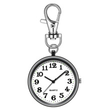Taschenuhr zum Anklipsen, Quarz-Taschenuhr mit Schlüsselschnalle, zum Aufhängen, Digitaluhr-Clip für Krankenschwestern, Ärzte, Schwarz+Weiß
