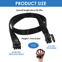 PCIE Cable Compatible with Corsair/Thermaltoke/ARESOAME PCI-E GPU Power Cable, 8 Pin to 6+2 Pin PCIe Cable Modular PSU GPU for Graphics Card Power Su