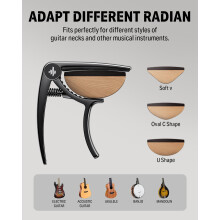 Donner DC-2 Guitar Capo for Acoustic and Electric Guitar Ukulele Bass Mandolin and Banjo with Guitar Picks, Black