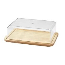 Grand Beurrier en Bambou avec Couvercle en Acrylique Transparent, Boîte à Beurre pour le Rangement de la Cuisine