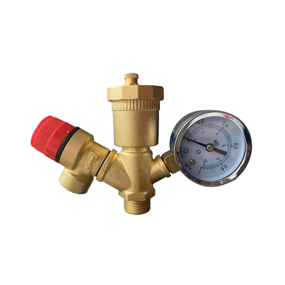 Brass Safety Valve Pressure Relief With Gauge For Boiler Heating System Water Heater A 6032475638284