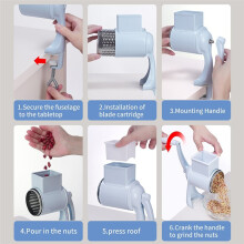 Rallador de Queso Giratorio Manual con Manivela, Molinillo de Nueces Multifuncional para Cocina, Ideal para Rallar Queso, Nueces y Frutas