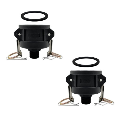 2 Conjuntos de Adaptadores de Mangueira de 2 Polegadas Macho para 3/4 Polegadas Fêmea para Galões com Juntas Sobressalentes para Tanques IBC