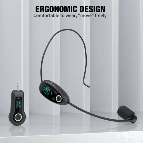2.4G UHF Wireless Microphone Headset with Handheld Transmitter and Rechargeable Receiver for Teaching, Speech, Amplifier 2