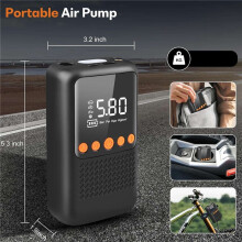 Compressore D'Aria Portatile per Gonfiaggio Pneumatici Elettrico - Pneumatici per Pompa D'Aria Senza Fili - Pompa per Bicicletta con Manometro