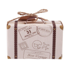 200Pcs Suitcase Favor Box Party Favor Candy Box, Vintage Paper with Tags and Rope