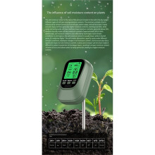 Soil PH Meter Soil Tester with Temperature Light Intensity Detector Digital Flower Analyzer for Garden Lawn Plants