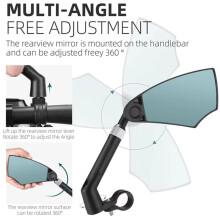 WEST BIKING Bicycle Anti-Glare Mirror Handlebar Rear View Wide Range Back Sight Reflect 360 Rotating Convex Safety Mirror