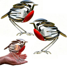 2Pcs Sheremart Hopewings Bird Robins Scrap Metal Art Sculpture Garden Decor