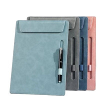 Leather Hardboard Workplace Clipboard, Magnetic Clip A4 Letter Size Clip Boards with Pen Holder for Students, Teacher