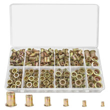 SAE Rivet Nut Assortment Kit(240Pcs), 6-32 8-32 10-24 1/4"-20 5/16"-18 3/8"-16 UNC Rivnut Threaded Insert Nut Set