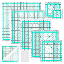 Kranzlineal, Mode-Schneider-Winkelruler, DIY Quadrat Quiltlineal - Blau 7-Teiliges Set (mit 24 Anti-Rutsch-Pads)