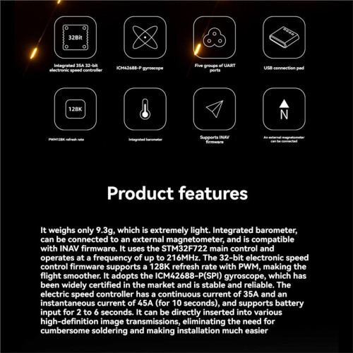 F722 35A 32Bit AIO Flight Controller 2-6S PWM 128K Refresh INAV Firmware for FPV Racing Drone Quadcopter 1