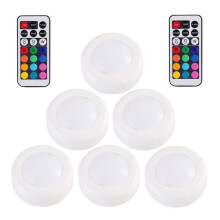 Lot de 6 Lumières Ambiantes avec 2 Télécommandes, Éclairage Sous Cabinet, 13 Couleurs, Lumières Collantes Dimmables pour Cuisine, Étagère