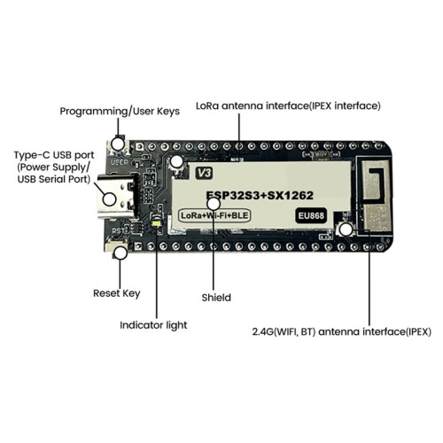 Wireless ESP32+LoRa V3 Development Board 433-510MHz Compatible with ESP32-S3 Nodes Type-C Interface 2