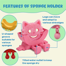 7PC Cute Hanging Sponge Holder with Drainage, 3D Printed Sponge Holder for Kitchen Sink, Funny Sponge Stand
