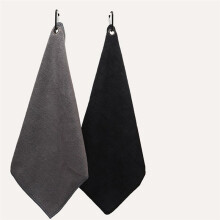 Quick Dry Microfiber Towels with Carabiner Clip, Set of 2 in Black, and Grey