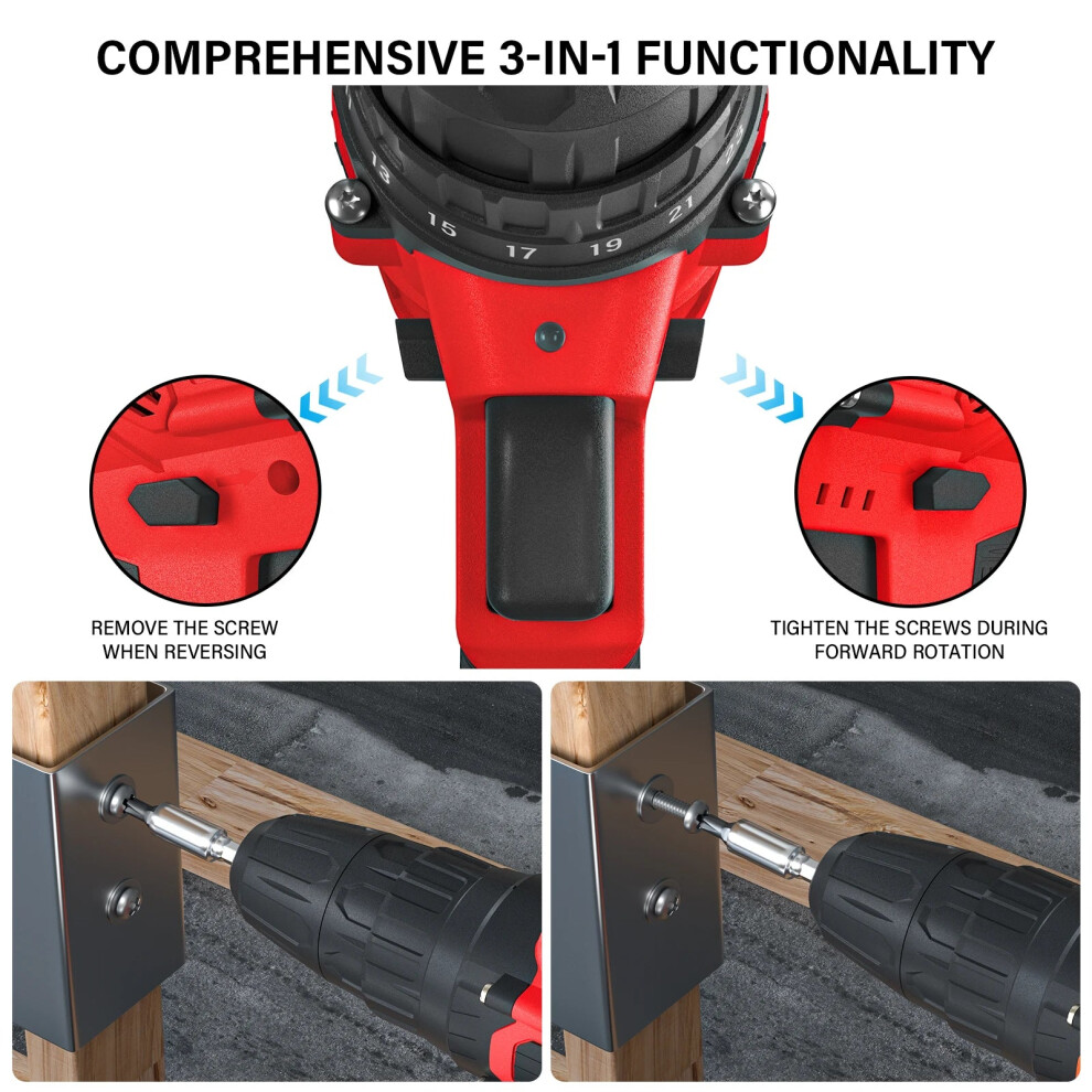 (With 1 Batteries, Uk) 21V Cordless Drill,45Nm Electric Screwdriver Set With 29Pcs Accessories, 2 Variable Speed For Home Diy Project Kit 7685949896995