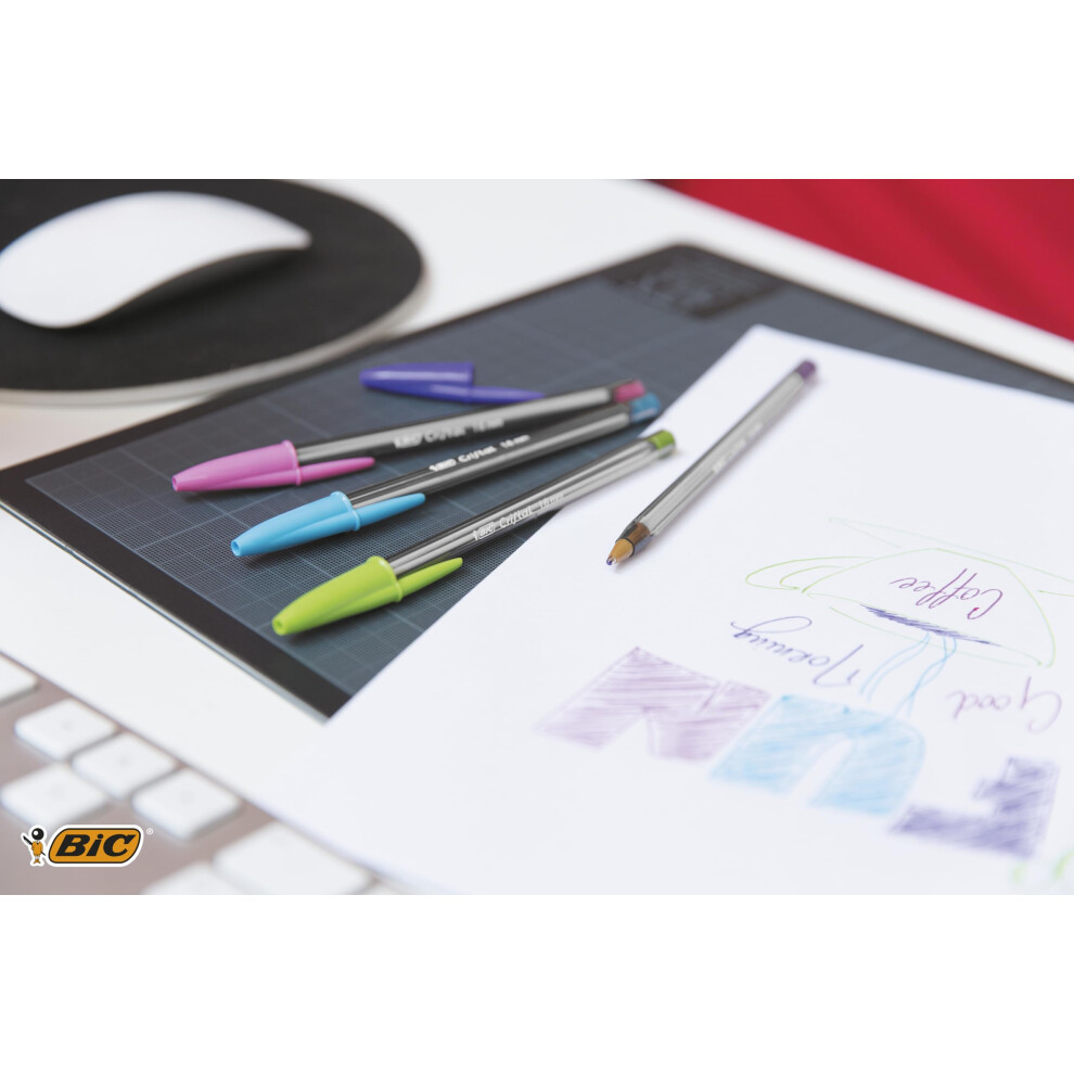 Bic Cristal Fun Pink Pens - Pink Ink Biros - Ballpoint Pens Multipack - Wide Point (1.6Mm) - Pack Of 20