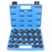 21 Piece Metric Crowfoot Wrench Set 1/2 Inches and 3/8 Inches Drive Sizes 8mm-32mm Cr-Mo Flare Nut