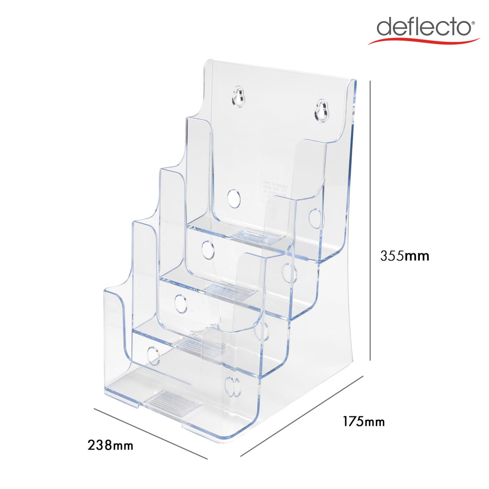 Photos - Other Office Equipment Deflecto Countertop 4 Tier 4 Pocket A4 Portrait Multi-Tier Literature Holder - Magazine File Holder Holder - Leaflet Wall Mo