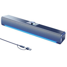 USB+Type-C Wired Computer Speaker Bar Stereo Subwoofer Powerful Music Player Surround Sound Box 3.5mm A