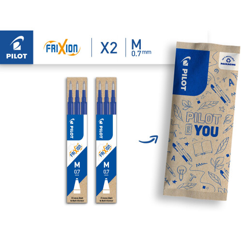 Pilot PILOT - FriXion Erasable Rollerball Ink Refills - Medium 0.7mm Tip - 6 x Blue - 1