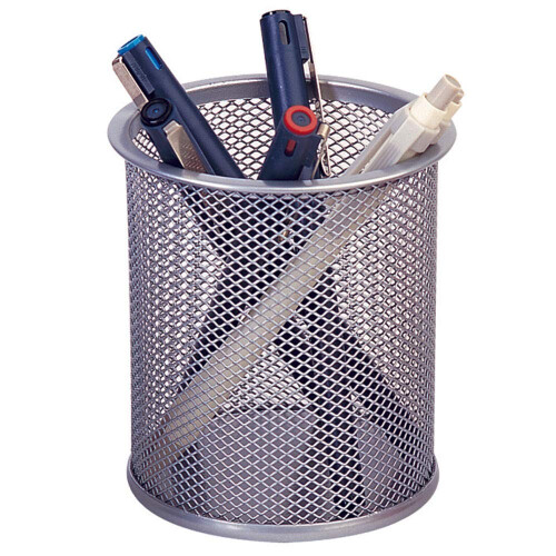Q-Connect Mesh Pen Pot Silver KF00846 1
