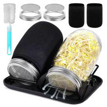Kit de Germination de Graines avec 2 Bocaux à Large Ouverture, Kit de Culture de Germes de Haricots, Bocal de Culture de Micro-Pousses avec Tamis à
