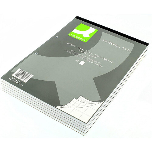 Q-Connect A4 Graph Refill Pad 80 Sheet (10 Pack) KF02231 , White 1