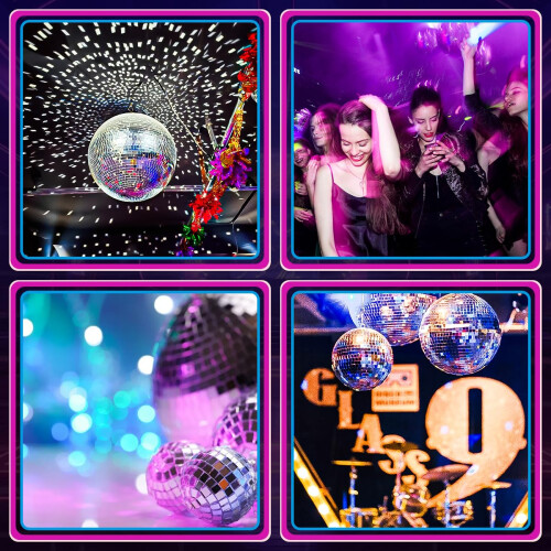 Kepfire 17 Pcs Gold Mirror Disco Ball Decorations for Disco Party 2
