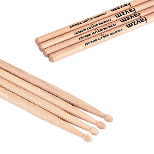 rayzm Drum Sticks 7A, Solid American Hickory Drumsticks/Beater Sticks, Wood Tips 1
