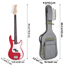 HOHIYO 48.4in Bass Case Lightweight 0.29in Padding Bass Guitar Bag Gig Bag Grey Padded Backpack Soft Electric Bass Gig Bag Backpack with Neck Strap a