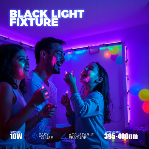 Barrina UV LED Blacklight, 10W 1ft USB Black Light, Adjustable Black L 2