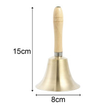 Wooden Hand Bell Extra Loud Solid Brass Call Bell Handbells with Wooden Handle Multi-Purpose for School, Churchl, Hotel, Christmas and Wedding Servic