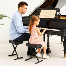 Piano Stool X-Style Keyboard Stool Padded Folding Piano Bench Adjustable Height With High-Density Sponges Non-Skid Design Black