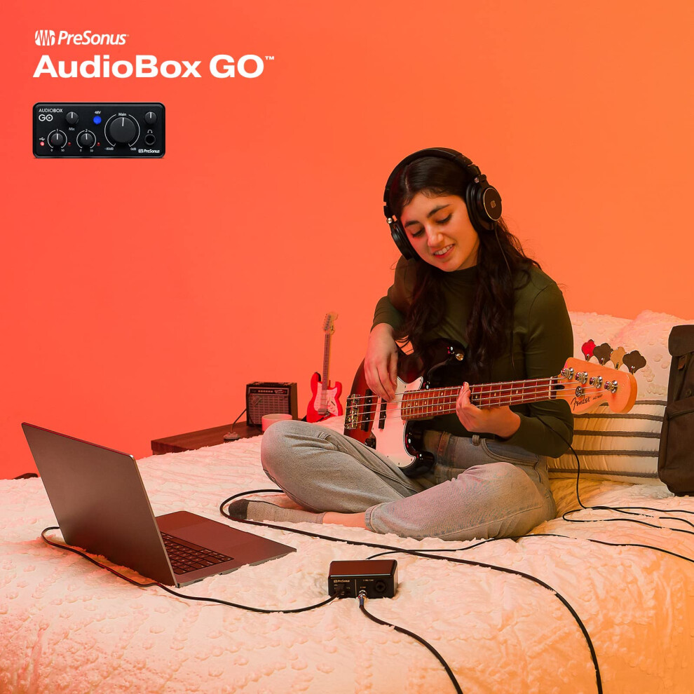 Presonus Audiobox Go, Usb-C Audio Interface, For Music Production, Streaming And Podcasting With 6 Months Of Fender Studio Pro Recording Software
