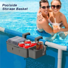 Lot de 2 Paniers de Rangement Portables avec Porte-Gobelet pour Piscine Hors - Indispensables pour S'Amuser au Bord de la Piscine en Toute