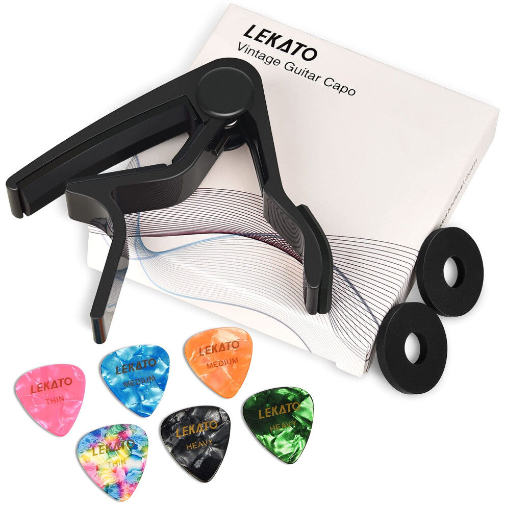 Lekato Guitar Capo With 6 Guitar Picks For Electric Guitar Acoustic Gu
