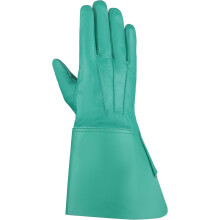 Daskz Leathers Men's Long Cuff Gauntlets Gloves Piper Drummer Band Gloves (Green, L)