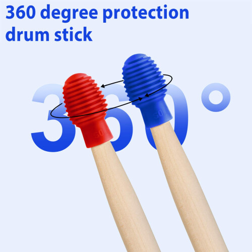 4 Pieces Drum Mute Drum Dampener Silicone Drumstick Silent Practice Tips Percussion Accessory Mute Replacement Musical Instruments Accessory (Blue, R