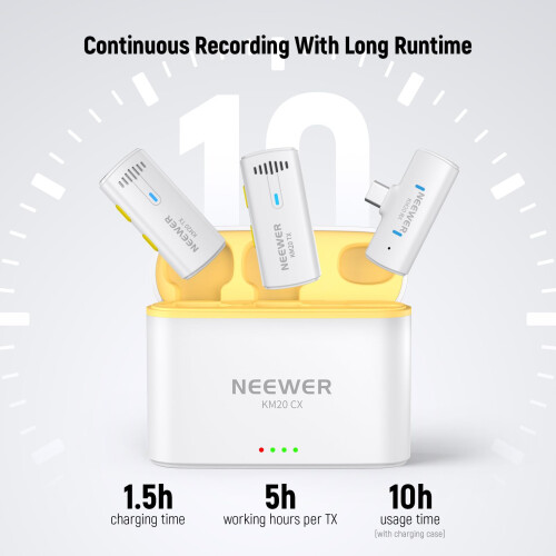 Neewer NEEWER Wireless Lavalier Microphone System for iPhone USB C Mini Clip on Lapel Mic with 2x Transmitter/4x Receiver/OTG Adapter 200m Long Range Compat