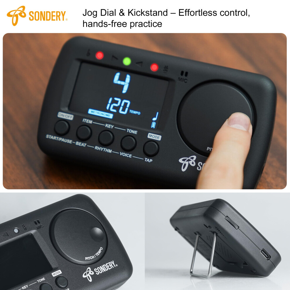 Sondery Digital Metronome Tuner 3 In 1, English Vocal Counting Metrono