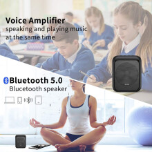 SHIDU Mini Voice Amplifier Portable Bluetooth Speaker with UHF Wireless Microphone Headset 10W 1800mAh PA system Supports MP3 Format Audio for Teache