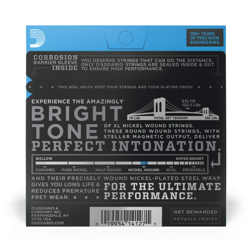 D'Addario EXL110 Nickel Wound Electric Guitar Strings, Regular Light, 10-46 1